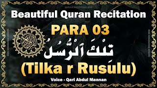 Quran Para 3 Tilka r Rusulu  الرُّسُلُ تِلْكَ  Beautiful Quran Recitation  Qari Abdul Mannan [upl. by Anoyet885]