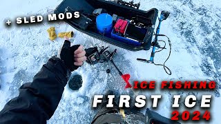 FIRST ICE Ice Fishing Northern MN in Modded Jet Sled [upl. by Barbarese]