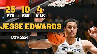 Jesse Edwards West Virginia Mountaineers 25 PTS 10 REB 4 BLK vs Cincinnati Bearcats [upl. by Lipkin717]