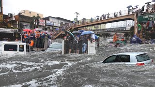 Mass evacuation in the Philippines The river embankment broke floods submerged Aurora Province [upl. by Tomlin]