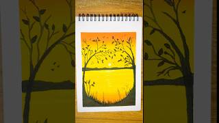 Sunset view of Forest Painting with DOMS Brush Pen  Serene Art Tutorial ononnasartstudio brushpen [upl. by Nyladnor]