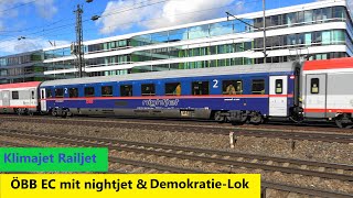 München Heimeranplatz ÖBB EC m DemokratieLok amp🌳🌲⛅ Klimaticket Klimajet Railjet [upl. by Neersan]