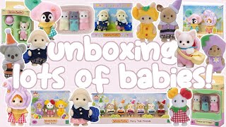 huge baby Sylvanian Families haul amp unboxing 🧸 Veggie babies Persian newborns  Calico Critters [upl. by Kistner334]