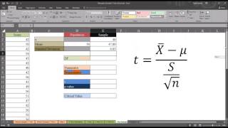 OneSample T Test using Excel [upl. by Pegg]