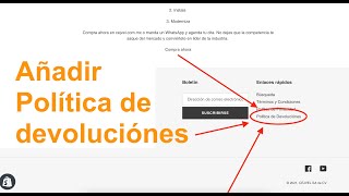 Cómo Añadir Política de Devolución en Shopify con Enlace al Pie de Página [upl. by Alfred]