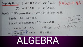 Bsc 2nd year Algebra subgroup propertiesii of Cosets chap02 [upl. by Tsan169]