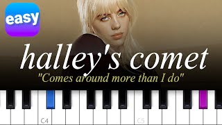 Billie Eilish  Halleys Comet EASY PIANO TUTORIAL with lyrics [upl. by Lesser]