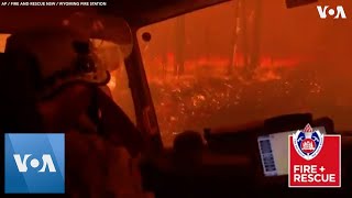 Australia Firefighters Drive Through Inferno [upl. by Stafani]