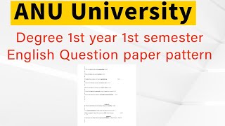 Acharya Nagarjuna university Degree 1st Year 1st sem English Model paper 2023 ANU degree 1st year [upl. by Yablon]