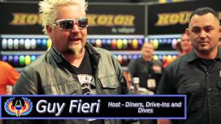 Food Network Chef Guy Fieri Launches His Own House Of Kolor Custom Mix At SEMA 2015 [upl. by Kinson]