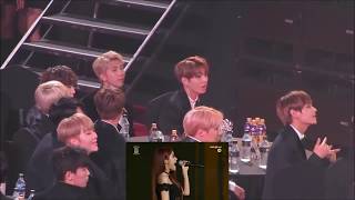 170119 BTS reaction to MAMAMOO  Youre the Best  Decalcomanie in SMA 2017 [upl. by Joline]