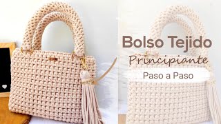 🔥Bolso Tejido a Crochet  punto bajo doble  PRINCIPIANTE  Super facil y Economica [upl. by Enyawd]