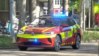 ElektroKommandowagen Unispital  Einsatzfahrten von Feuerwehr und Sanität in Basel [upl. by Ketchum]