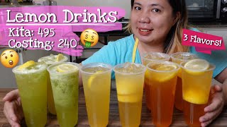 DRINKS Recipe for Business  Homemade Lemonade Cucumber Lemonade amp Lemon Iced Tea with Costing [upl. by Lubba]