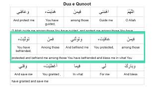 Dua e Qunoot with Word to Word Translation  Allahumahdini Fiman  Witr Dua  Qunoot e Nazla [upl. by Suellen]