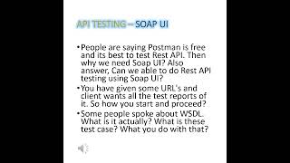 TCS 1  SOAP UI  API Testing  Interview Questions for 1 to 6 yrs  TestingLabsAtoZ [upl. by Esahc597]