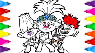 Trolls 2 Poppy Branch Barb Coloring Pages [upl. by Naiviv116]