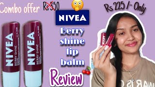 Nivea berry shine lip balm review  Nivea berry shine lip balm combo offer [upl. by Derte]