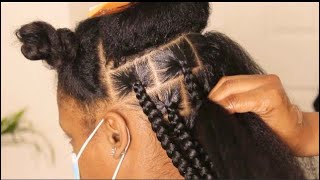 Large Feeder Braids  Box Braids on Natural Hair  Feeding Braids [upl. by Shirline]