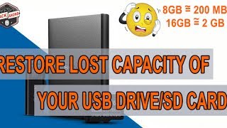 How To Restore Lost Capacity Of Your USB DriveSD Card Resize Partition [upl. by Gow945]