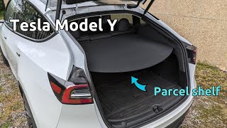 Tesla Model Y parcel shelf  using removing amp refitting It confuses new owners [upl. by Gnihc]