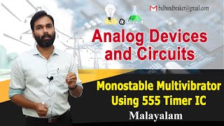 Monostable Multivibrator Using 555 Timer IC  Analog Devices amp Circuits  Malayalam [upl. by Sirapal486]