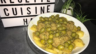 recette du tajine kefta olives et ses pommes de terre frite طاجن كفتة البطاطس [upl. by Eanej]