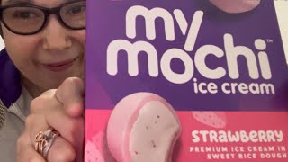 ASMR MOCHI ICE CREAM 🍦 STRAWBERRY 🍓 Soft Chewy Enjoy 😊 💜😇 [upl. by Holtorf]