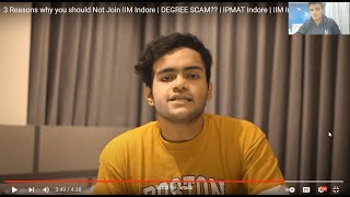 IIM Indore Student Reacts to 3 Reasons why you should not join IIM Indore  IIM Indore  IPMAT [upl. by Thad11]