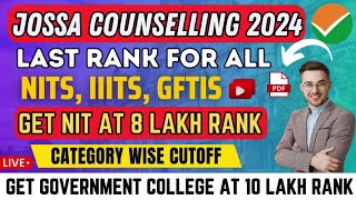 JoSSA Counselling 2024 Last ✅Cutoff for NITs IIITs and GFTIs  Get CSE at Low Rank jeemains2024 [upl. by Aicile]