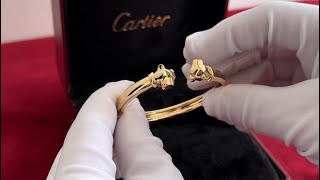 Unboxing Video  Panthere de Cartier Bracelet Yellow gold tsavorite garnets onyx [upl. by Itnaihc]