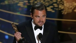 OSCARS 2016  Leonardo DiCaprios Winning Speech for Best Actor Oscar for The Revenant Full Video [upl. by Acessej]