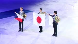 FANCAM GP FINLAND Mens Victory ceremony part 2 Yuzuru Hanyu Michal Brezina Junhwan Cha [upl. by Hgielanna]