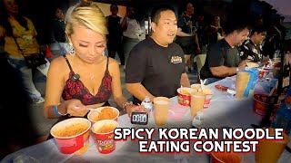 SPICY KOREAN NOODLE EATING CONTEST RAINAISCRAZY [upl. by Lyssa]