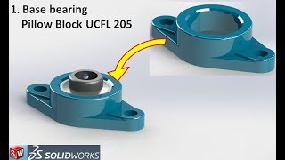 Solidworks Tutorial Bearing Pilow Block UCFL 205 Part Design 1 Base [upl. by Profant715]