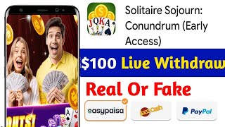 Solitaire Sojourn Conundrum – Legit App – App to Earn Money PayPal 2024💸 ¿FAKE [upl. by Mcknight]