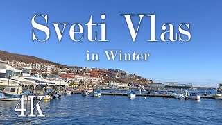 SVETI VLAS Bulgaria 🇧🇬 4K 60fps Walking Tour  Hotels in winter 4k svetivlas bulgaria [upl. by Ramhaj]