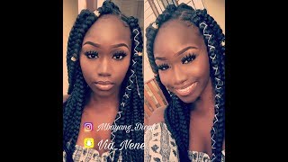 Jumbo Box Braids Tutorial Featuring My sister  Mbayang Diouf [upl. by Faustus187]