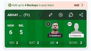 MSW vs BBL Dream11 Prediction  MSW vs BBL Dream11 Team  MSW vs BBL Dream11 Prediction Today Match [upl. by Aiouqes33]