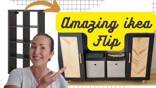 AMAZING DIY IKEA KALLAX FLIP  herringbone pattern [upl. by Brocky]