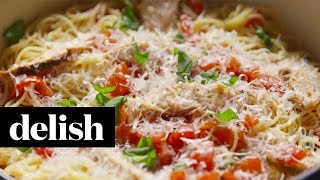 How To Make Bruschetta Chicken Pasta  Delish [upl. by Dnob]