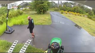 Guy Falls While Moving Mower Over Ramp  1334589 [upl. by Gronseth]