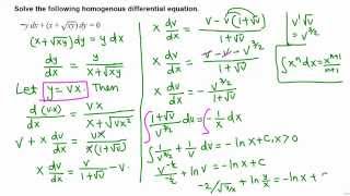 Diff Eqn Solving first order homogeneous equation 36 [upl. by Orgel785]