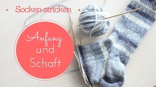 Socken stricken 1  Anfang und Schaft  Stricken für Anfänger [upl. by Phelgen]