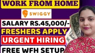 Swiggy Work From Home Job 2024 Online Jobs  Free WFH Setup  Daily Jobs Update Urgent Jobswiggy [upl. by Ardnohsal]