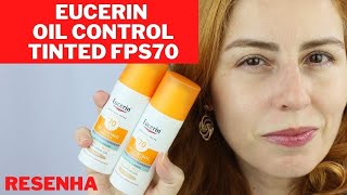 Eucerin Oil Control Tinted FPS70  Claro e Médio  resenha É bom para pele oleosa Transfere [upl. by Naples492]