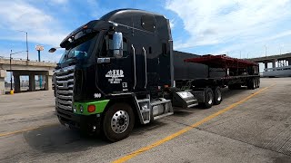 Black Freightliner Argosy Cabover At Truck Stop In Detroit Michigan [upl. by Anala269]