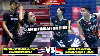 Amri SyahnawiIndah Cahya Sari Jamil vs Phuwanat HorbanluekitChasinee Korepap  THAILAND IC 2024 [upl. by Herwig661]