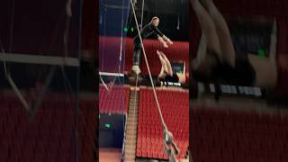 Trapeze combinationGymnastic tricks👍🔥gym circus trampoline acrobatics flip [upl. by Oirelav]