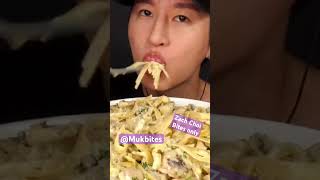 Zach Choi ASMR cheesy cream fettuccine Alfredo spaghetti pasta mukbang bites only shorts viral fy [upl. by Bohon299]